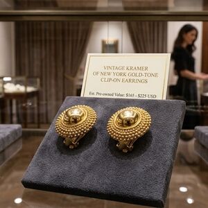 Gold-Tone Textured Dome Clip-On Earrings - Gold